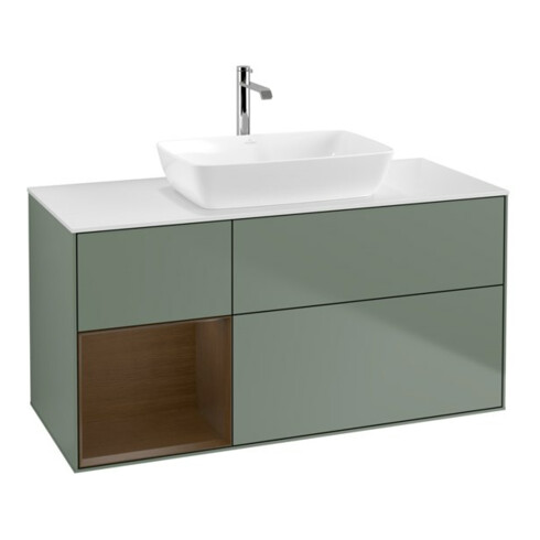 V&B Waschtischunterschrank Wandbeleuchtung Finion 120cm, Pl wh. m, Reg wal ven, Oli. m Lac