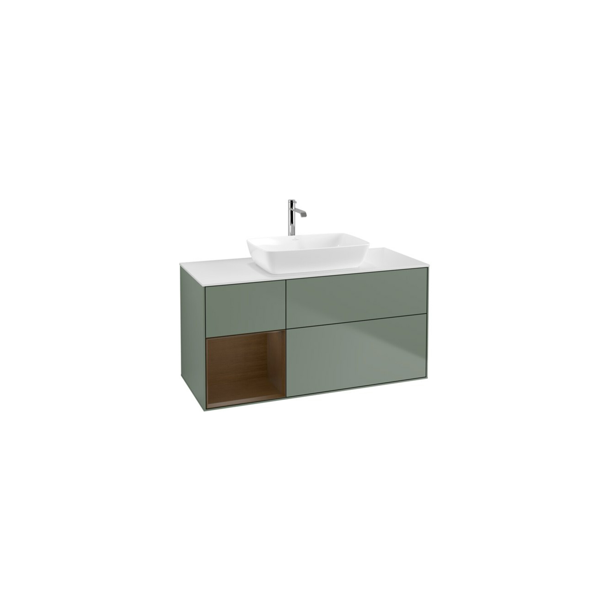 V&B Waschtischunterschrank Wandbeleuchtung Finion 120cm, Pl wh. m, Reg wal ven, Oli. m Lac ; Villeroy & Boch
