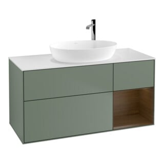 V&B Waschtischunterschrank Wandbeleuchtung Finion 120cm, Pl wh. m, Reg wal ven, Oli. m Lac