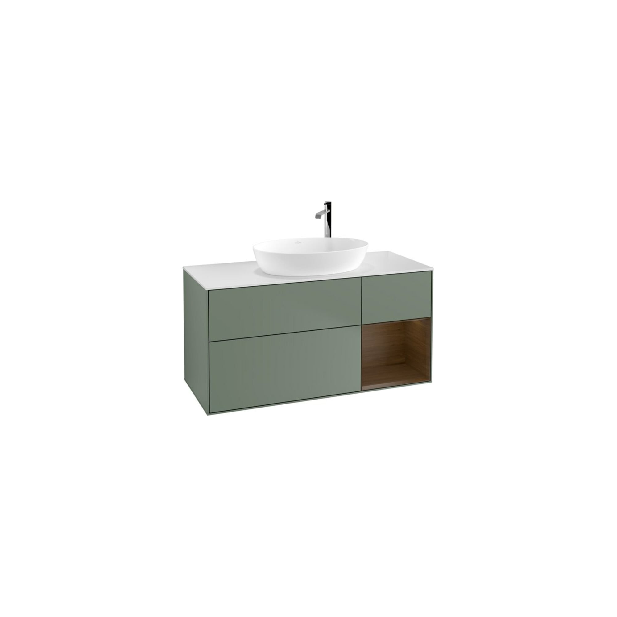 V&B Waschtischunterschrank Wandbeleuchtung Finion 120cm, Pl wh. m, Reg wal ven, Oli. m Lac ; Villeroy & Boch