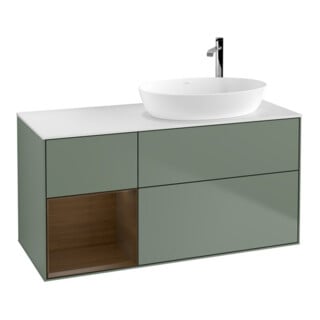 V&B Waschtischunterschrank Wandbeleuchtung Finion 120cm, Pl wh. m, Reg wal ven, Oli. m Lac