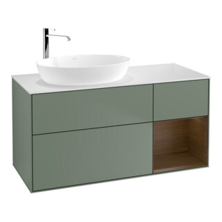 V&B Waschtischunterschrank Wandbeleuchtung Finion 120cm, Pl wh. m, Reg wal ven, Oli. m Lac