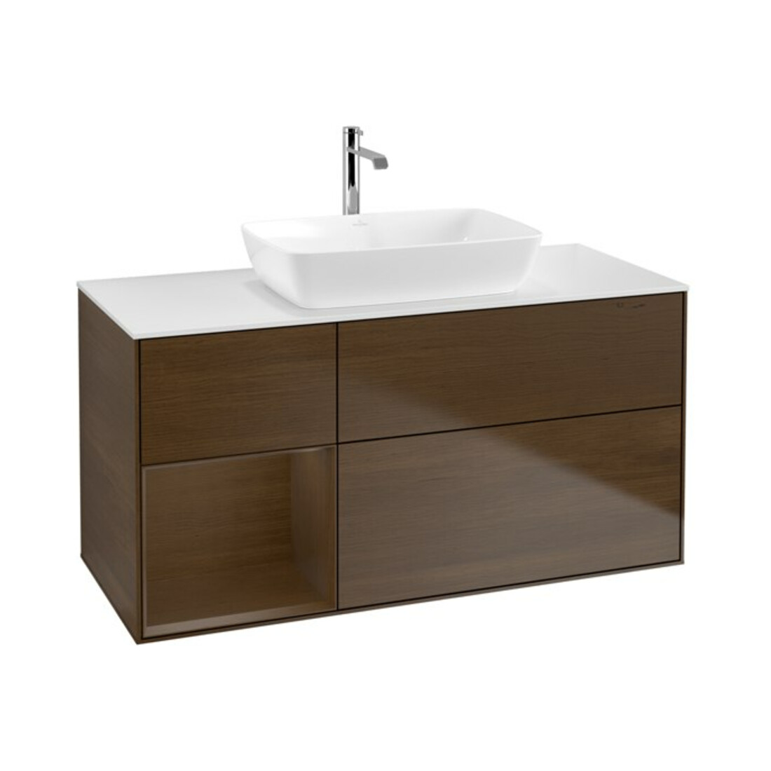 V&B Waschtischunterschrank Wandbeleuchtung Finion 120cm, Pl wh. m, Reg wal ven, wal ven