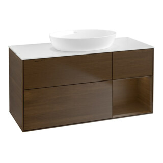 V&B Waschtischunterschrank Wandbeleuchtung Finion 120cm, Pl wh. m, Reg wal ven, wal ven