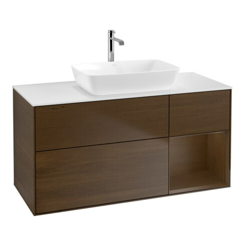 V&B Waschtischunterschrank Wandbeleuchtung Finion 120cm, Pl wh. m, Reg wal ven, wal ven