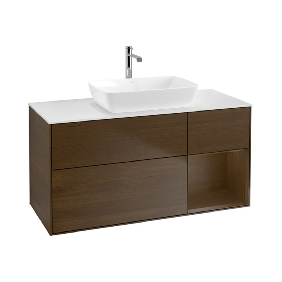 V&B Waschtischunterschrank Wandbeleuchtung Finion 120cm, Pl wh. m, Reg wal ven, wal ven