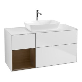 V&B Waschtischunterschrank Wandbeleuchtung Finion 120cm, Pl wh. m, Reg wal ven, wh. m Lac