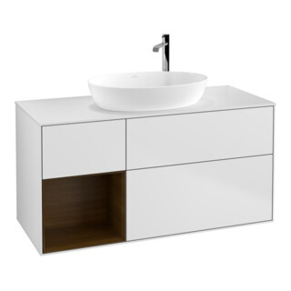 V&B Waschtischunterschrank Wandbeleuchtung Finion 120cm, Pl wh. m, Reg wal ven, wh. m Lac