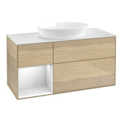 V&B Waschtischunterschrank Wandbeleuchtung Finion 120cm, Pl wh. m, Reg wh. m Lac, Oa ven