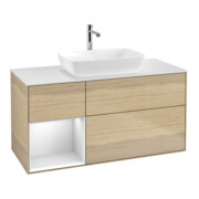 V&B Waschtischunterschrank Wandbeleuchtung Finion 120cm, Pl wh. m, Reg wh. m Lac, Oa ven