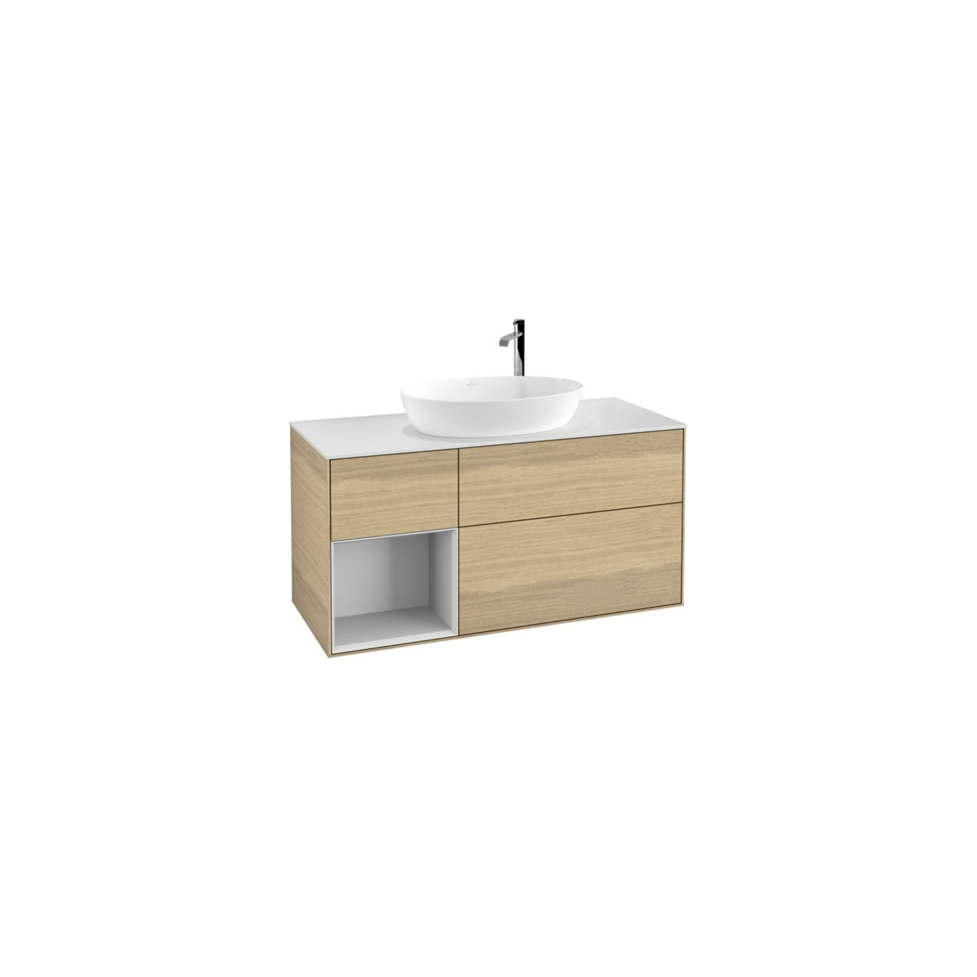 V&B Waschtischunterschrank Wandbeleuchtung Finion 120cm, Pl wh. m, Reg wh. m Lac, Oa ven ; Villeroy & Boch