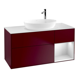 V&B Waschtischunterschrank Wandbeleuchtung Finion 120cm, Pl wh. m, Reg wh. m Lac, Peo m