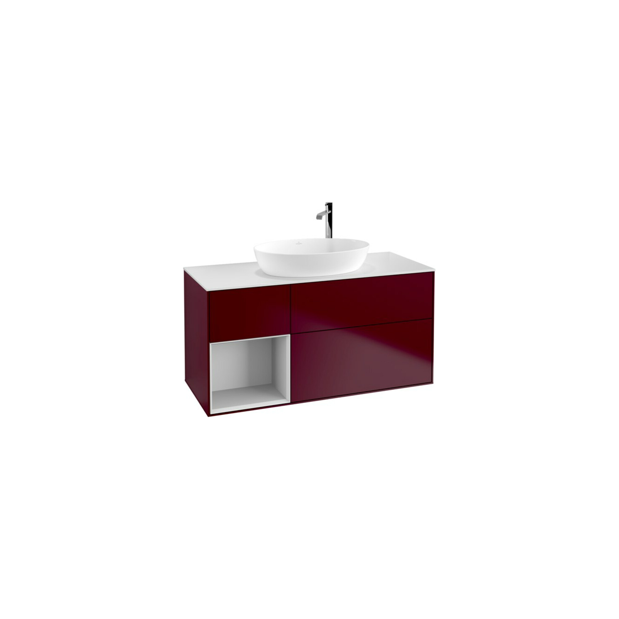 V&B Waschtischunterschrank Wandbeleuchtung Finion 120cm, Pl wh. m, Reg wh. m Lac, Peo m ; Villeroy & Boch