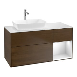 V&B Waschtischunterschrank Wandbeleuchtung Finion 120cm, Pl wh. m, Reg wh. m Lac, wal ven