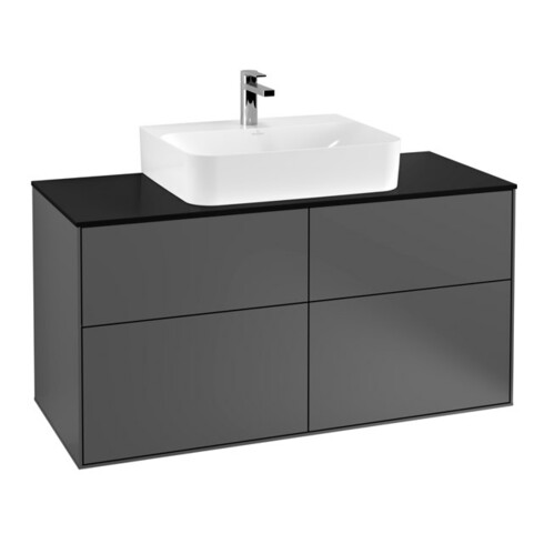 V&B Waschtischunterschrank Wandbeleuchtung Finion 120x60,3cm, Abd.-Pl. bla m, Anthrac. m