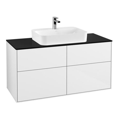 V&B Waschtischunterschrank Wandbeleuchtung Finion 120x60,3cm, Abd.-Pl. bla m, glo wh. Lac