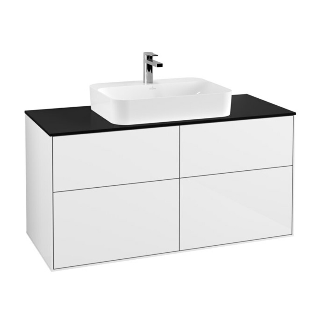 V&B Waschtischunterschrank Wandbeleuchtung Finion 120x60,3cm, Abd.-Pl. bla m, glo wh. Lac