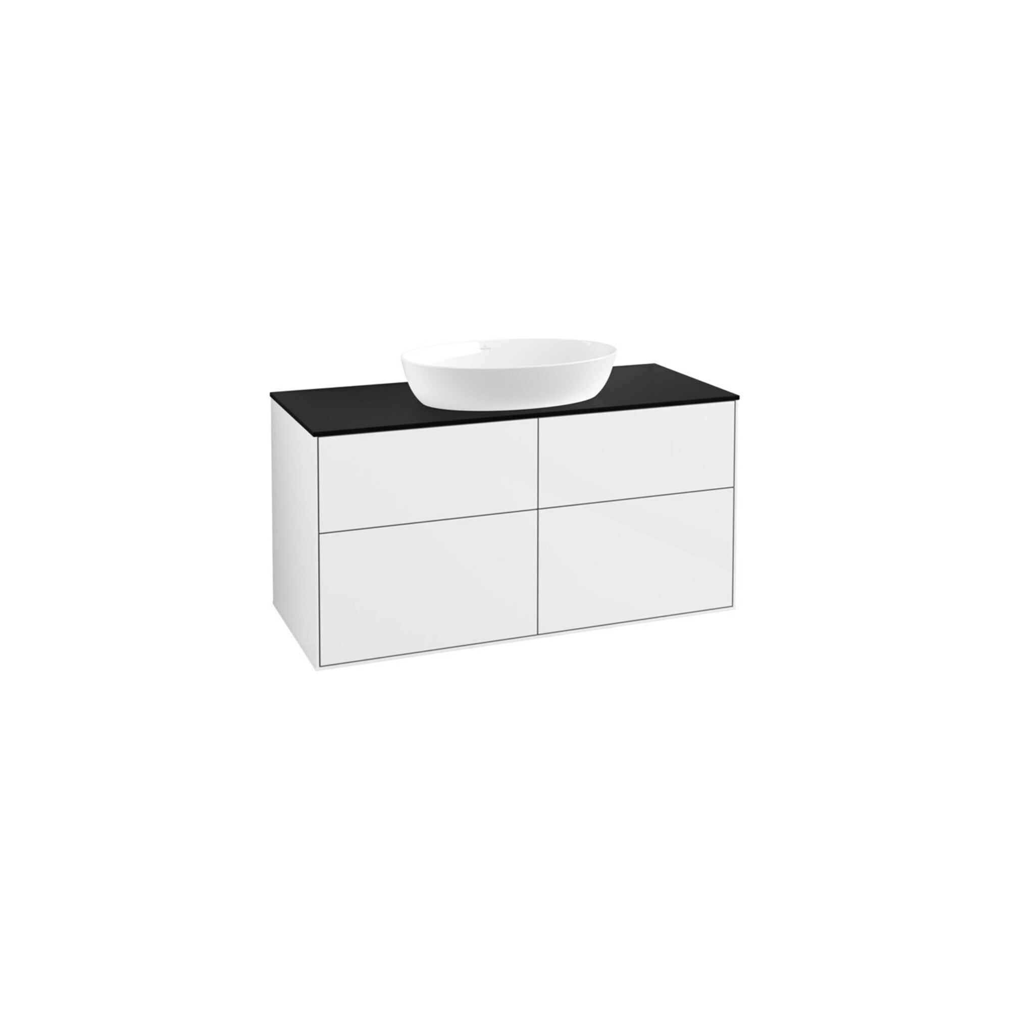 V&B Waschtischunterschrank Wandbeleuchtung Finion 120x60,3cm, Abd.-Pl. bla m, glo wh. Lac ; Villeroy & Boch
