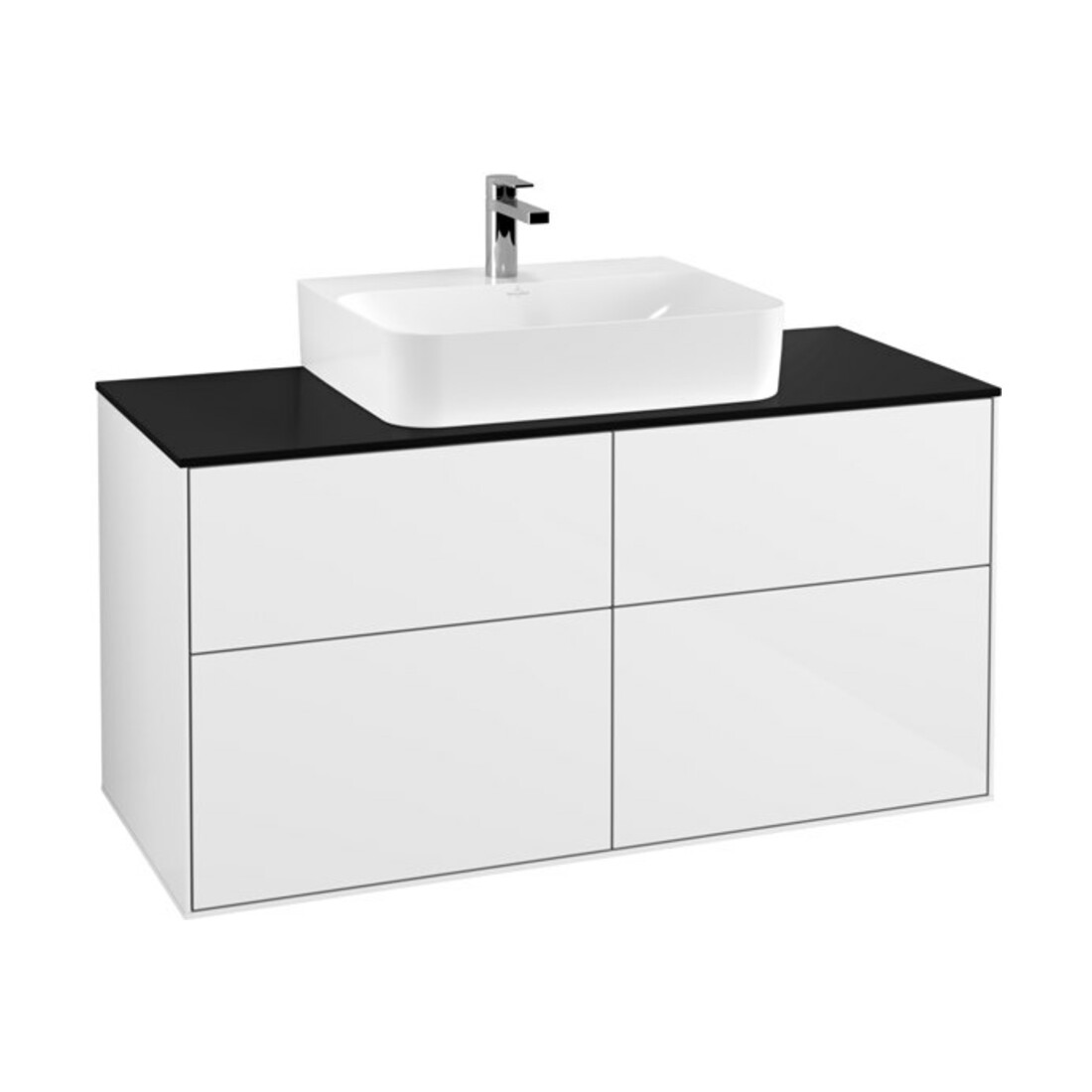 V&B Waschtischunterschrank Wandbeleuchtung Finion 120x60,3cm, Abd.-Pl. bla m, glo wh. Lac