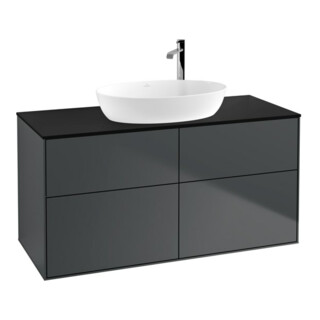 V&B Waschtischunterschrank Wandbeleuchtung Finion 120x60,3cm, Abd.-Pl. bla m, md bl. m Lac