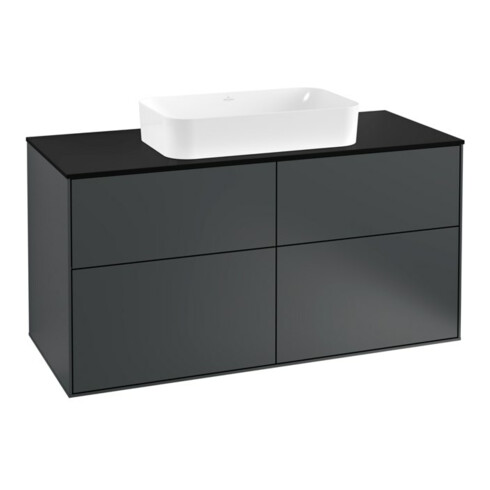 V&B Waschtischunterschrank Wandbeleuchtung Finion 120x60,3cm, Abd.-Pl. bla m, md bl. m Lac