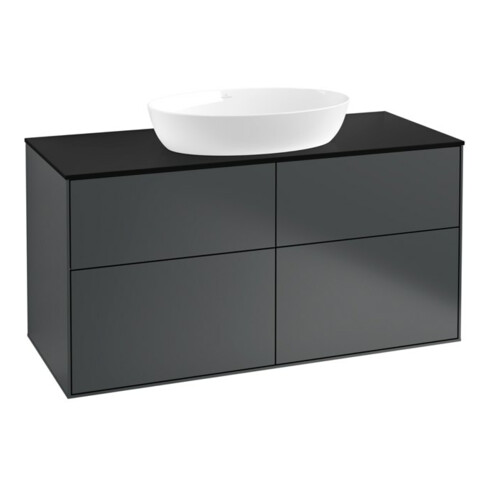 V&B Waschtischunterschrank Wandbeleuchtung Finion 120x60,3cm, Abd.-Pl. bla m, md bl. m Lac