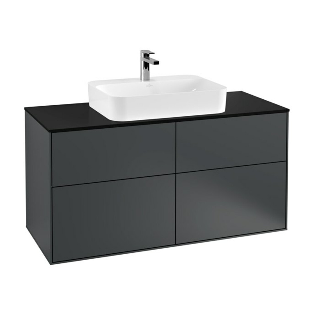 V&B Waschtischunterschrank Wandbeleuchtung Finion 120x60,3cm, Abd.-Pl. bla m, md bl. m Lac
