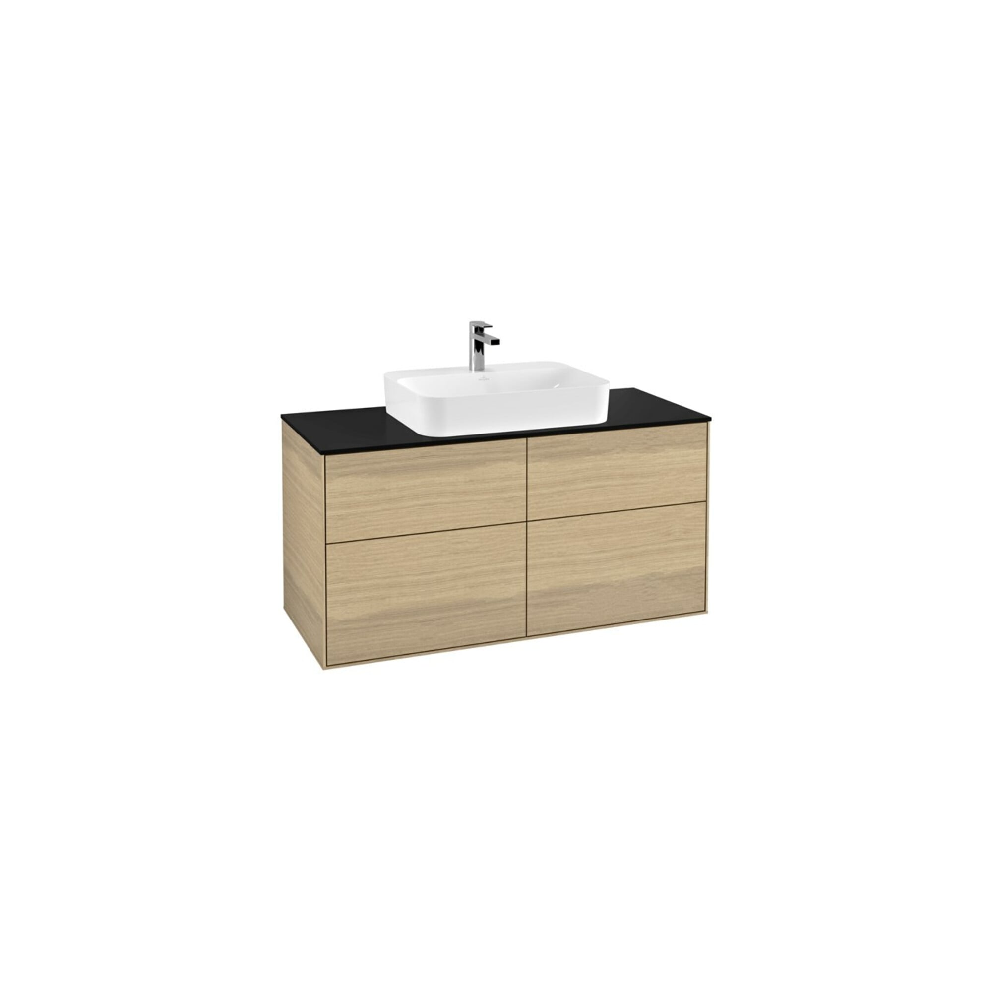 V&B Waschtischunterschrank Wandbeleuchtung Finion 120x60,3cm, Abd.-Pl. bla m, Oak Veneer ; Villeroy & Boch