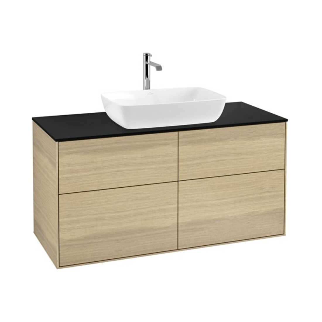 V&B Waschtischunterschrank Wandbeleuchtung Finion 120x60,3cm, Abd.-Pl. bla m, Oak Veneer