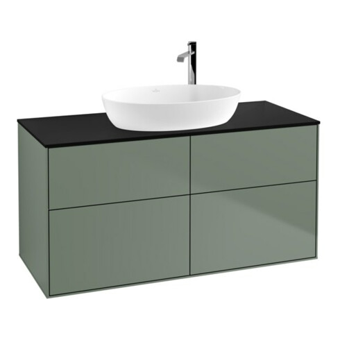 V&B Waschtischunterschrank Wandbeleuchtung Finion 120x60,3cm, Abd.-Pl. bla m, Oli. m Lac