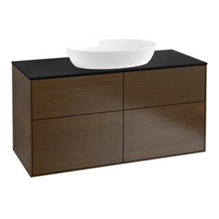 V&B Waschtischunterschrank Wandbeleuchtung Finion 120x60,3cm, Abd.-Pl. bla m, wal veneer