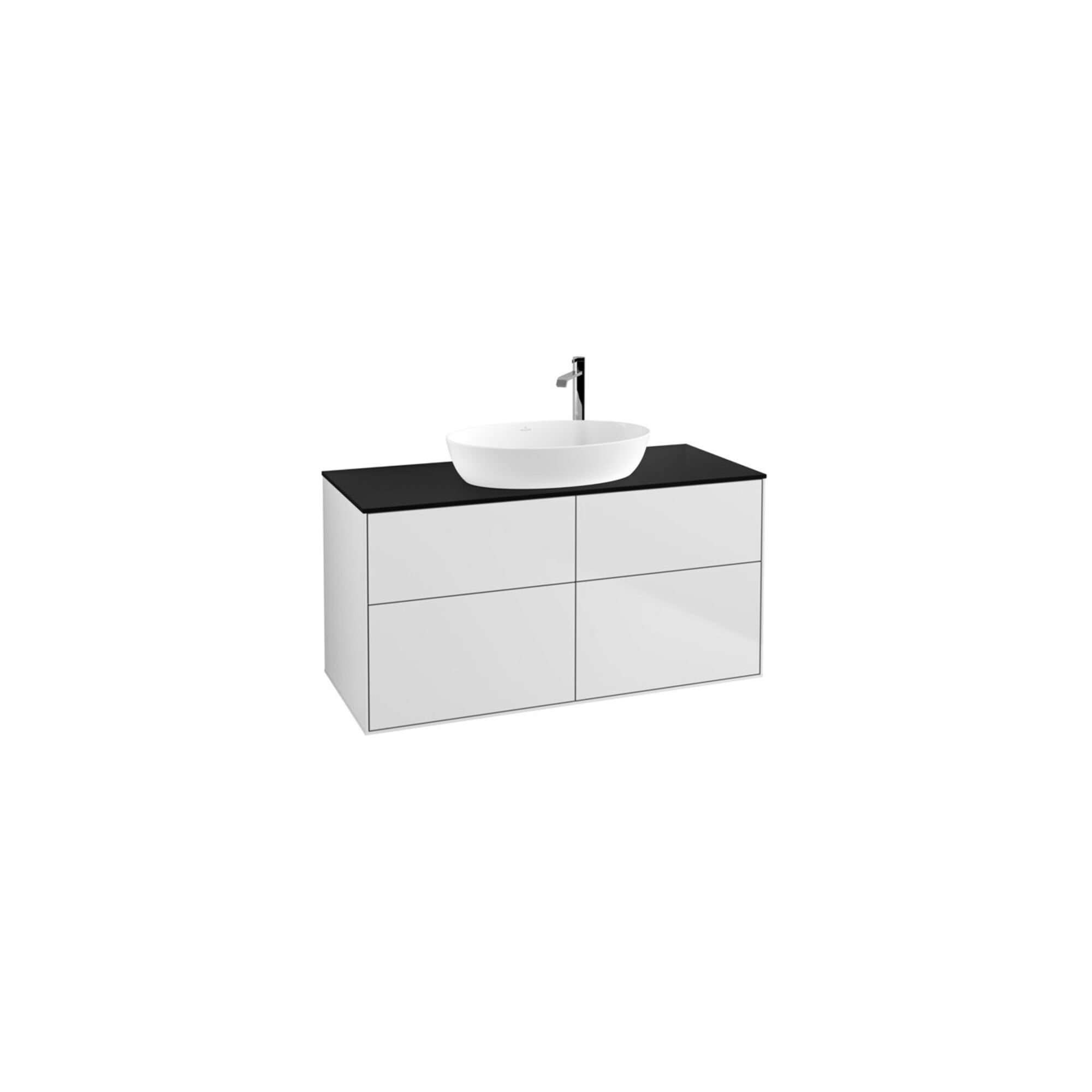 V&B Waschtischunterschrank Wandbeleuchtung Finion 120x60,3cm, Abd.-Pl. bla m, wh. m Lac ; Villeroy & Boch