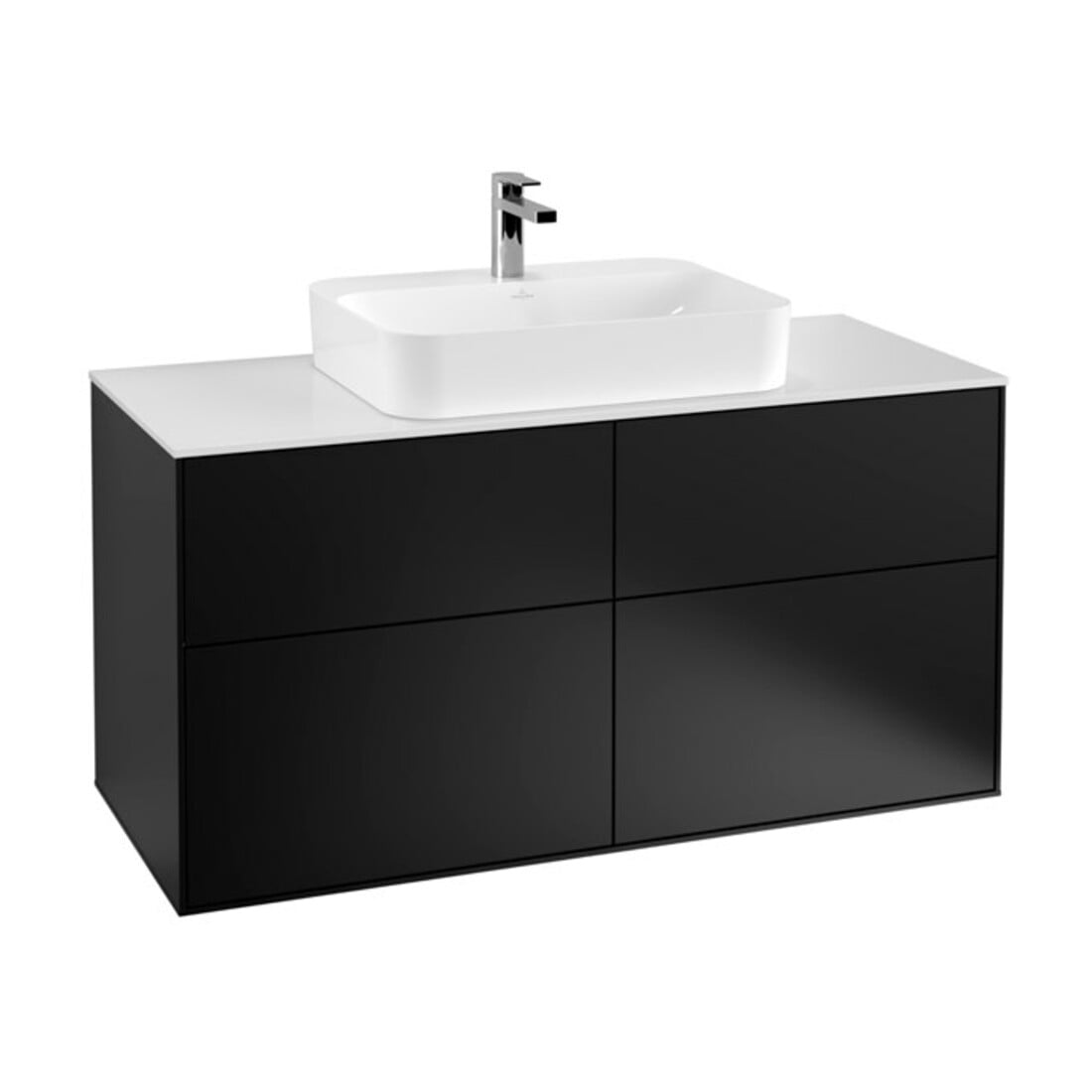 V&B Waschtischunterschrank Wandbeleuchtung Finion 120x60,3cm, Abd.-Pl. wh. m, bla m Lac