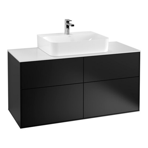 V&B Waschtischunterschrank Wandbeleuchtung Finion 120x60,3cm, Abd.-Pl. wh. m, bla m Lac