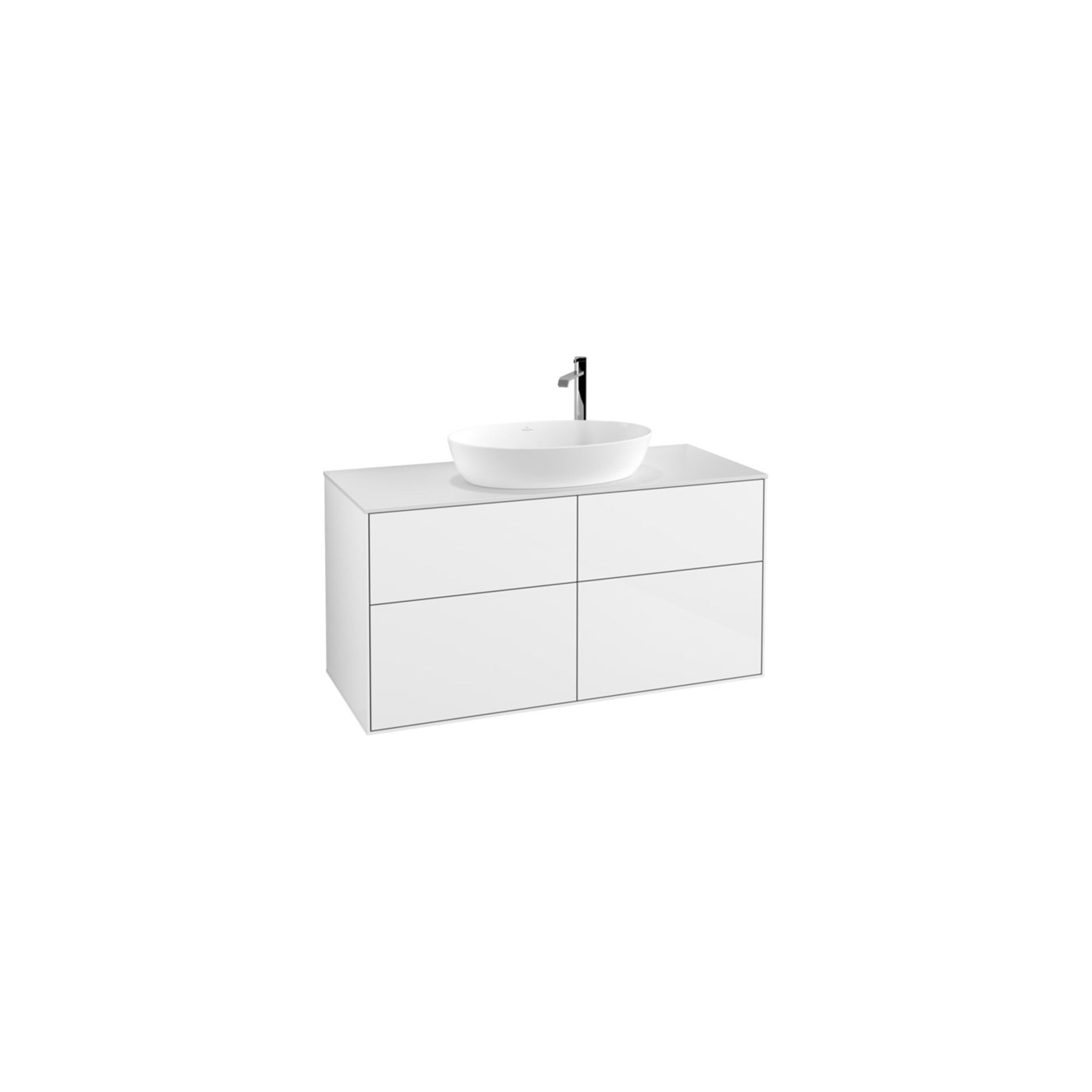 V&B Waschtischunterschrank Wandbeleuchtung Finion 120x60,3cm, Abd.-Pl. wh. m, glo wh. Lac ; Villeroy & Boch