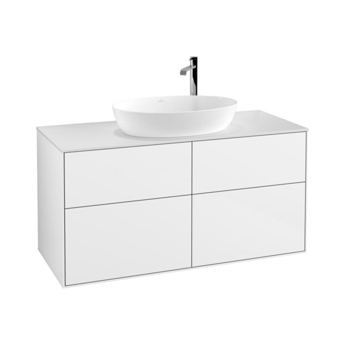 V&B Waschtischunterschrank Wandbeleuchtung Finion 120x60,3cm, Abd.-Pl. wh. m, glo wh. Lac