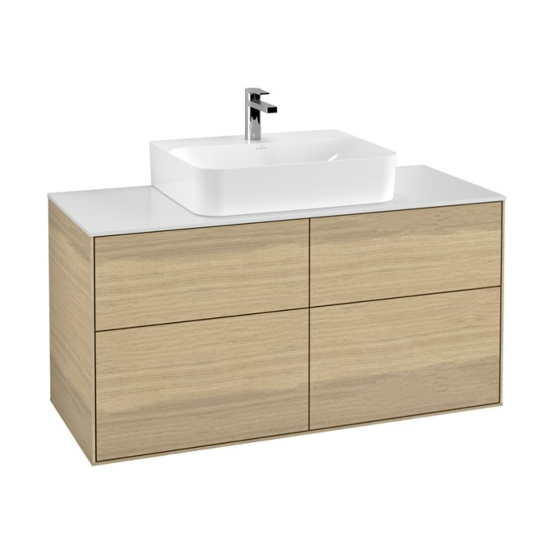 V&B Waschtischunterschrank Wandbeleuchtung Finion 120x60,3cm, Abd.-Pl. wh. m, Oak Veneer