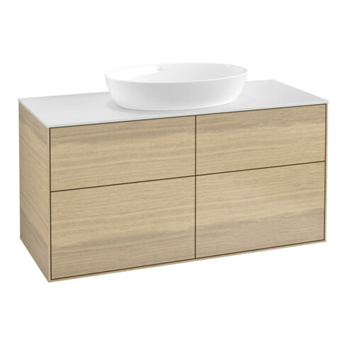 V&B Waschtischunterschrank Wandbeleuchtung Finion 120x60,3cm, Abd.-Pl. wh. m, Oak Veneer