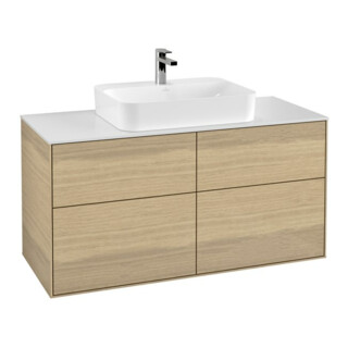 V&B Waschtischunterschrank Wandbeleuchtung Finion 120x60,3cm, Abd.-Pl. wh. m, Oak Veneer