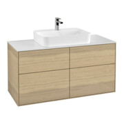 V&B Waschtischunterschrank Wandbeleuchtung Finion 120x60,3cm, Abd.-Pl. wh. m, Oak Veneer