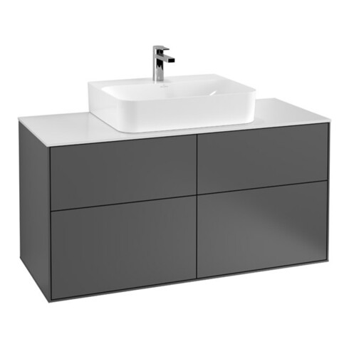 V&B Waschtischunterschrank Wandbeleuchtung Finion 120x60,3cm, Abd.-Pl. wh. m, si Gr m Lac