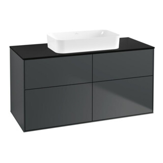 V&B Waschtischunterschrank Wandbeleuchtung Finion 120x60,3x50,1cm, Gl. bla m, md bl. m Lac