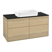 V&B Waschtischunterschrank Wandbeleuchtung Finion 120x60,3x50,1cm, Gl. bla m, Oak Veneer