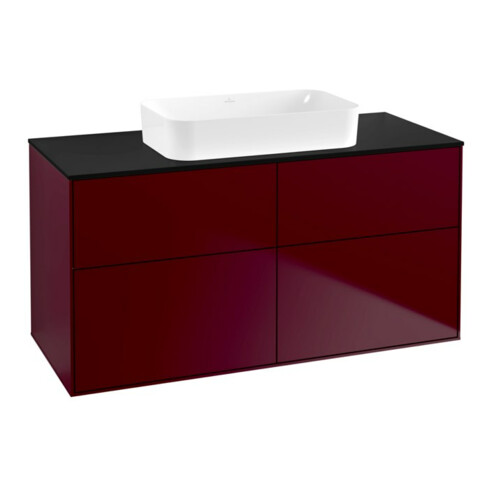 V&B Waschtischunterschrank Wandbeleuchtung Finion 120x60,3x50,1cm, Gl. bla m, Peony Matt