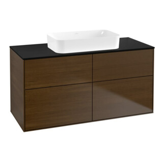 V&B Waschtischunterschrank Wandbeleuchtung Finion 120x60,3x50,1cm, Gl. bla m, wal veneer