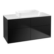 V&B Waschtischunterschrank Wandbeleuchtung Finion 120x60,3x50,1cm, Gl. wh. m, bla m Lac