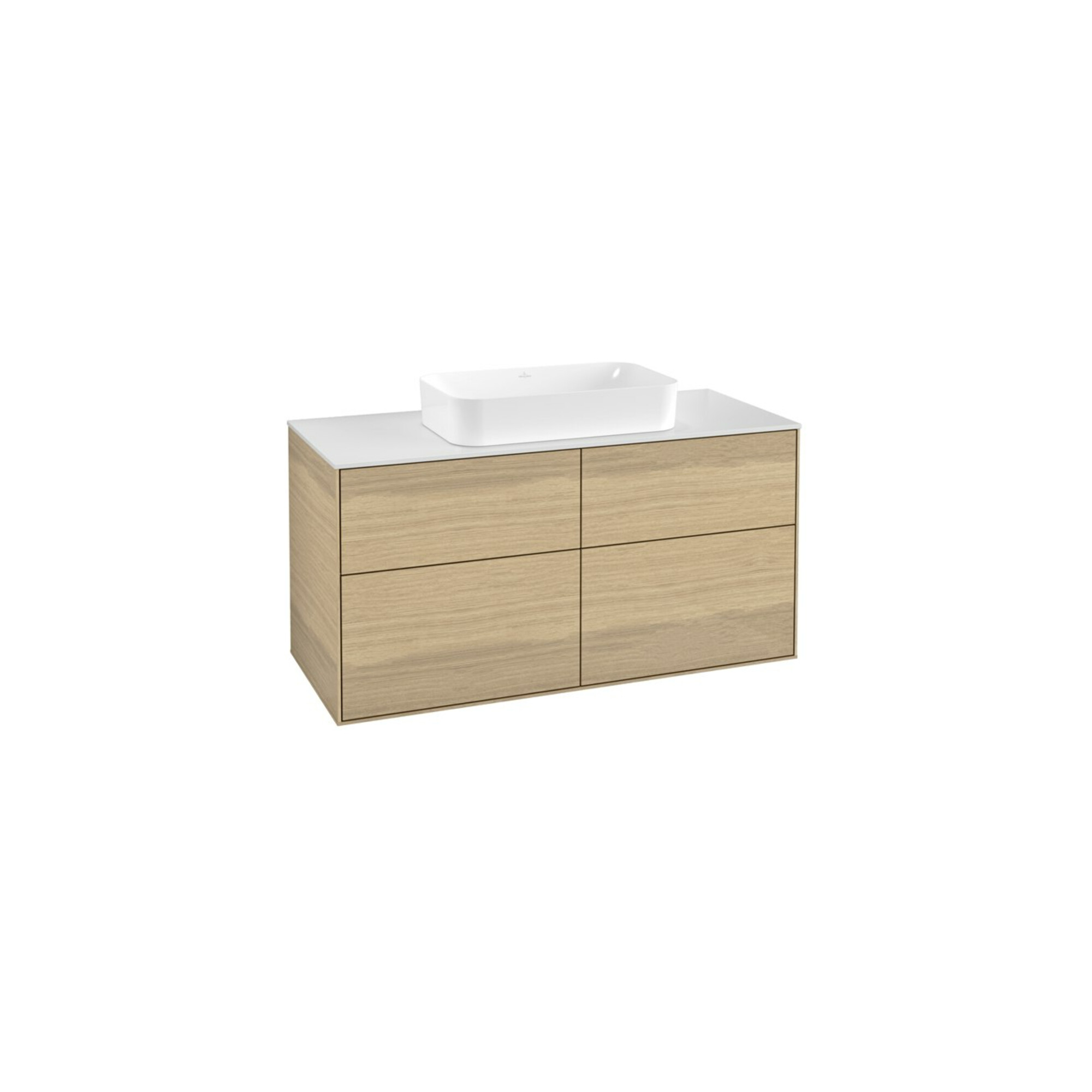 V&B Waschtischunterschrank Wandbeleuchtung Finion 120x60,3x50,1cm, Gl. wh. m, Oak Veneer ; Villeroy & Boch