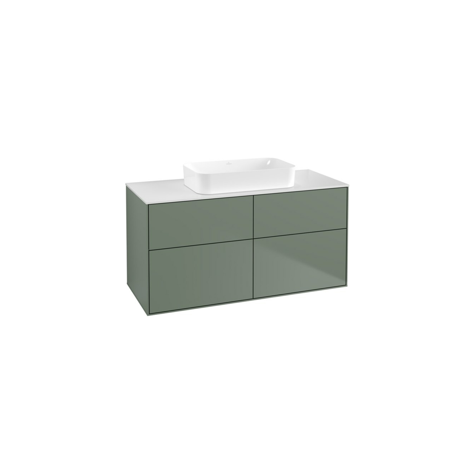 V&B Waschtischunterschrank Wandbeleuchtung Finion 120x60,3x50,1cm, Gl. wh. m, Oli. m Lac ; Villeroy & Boch