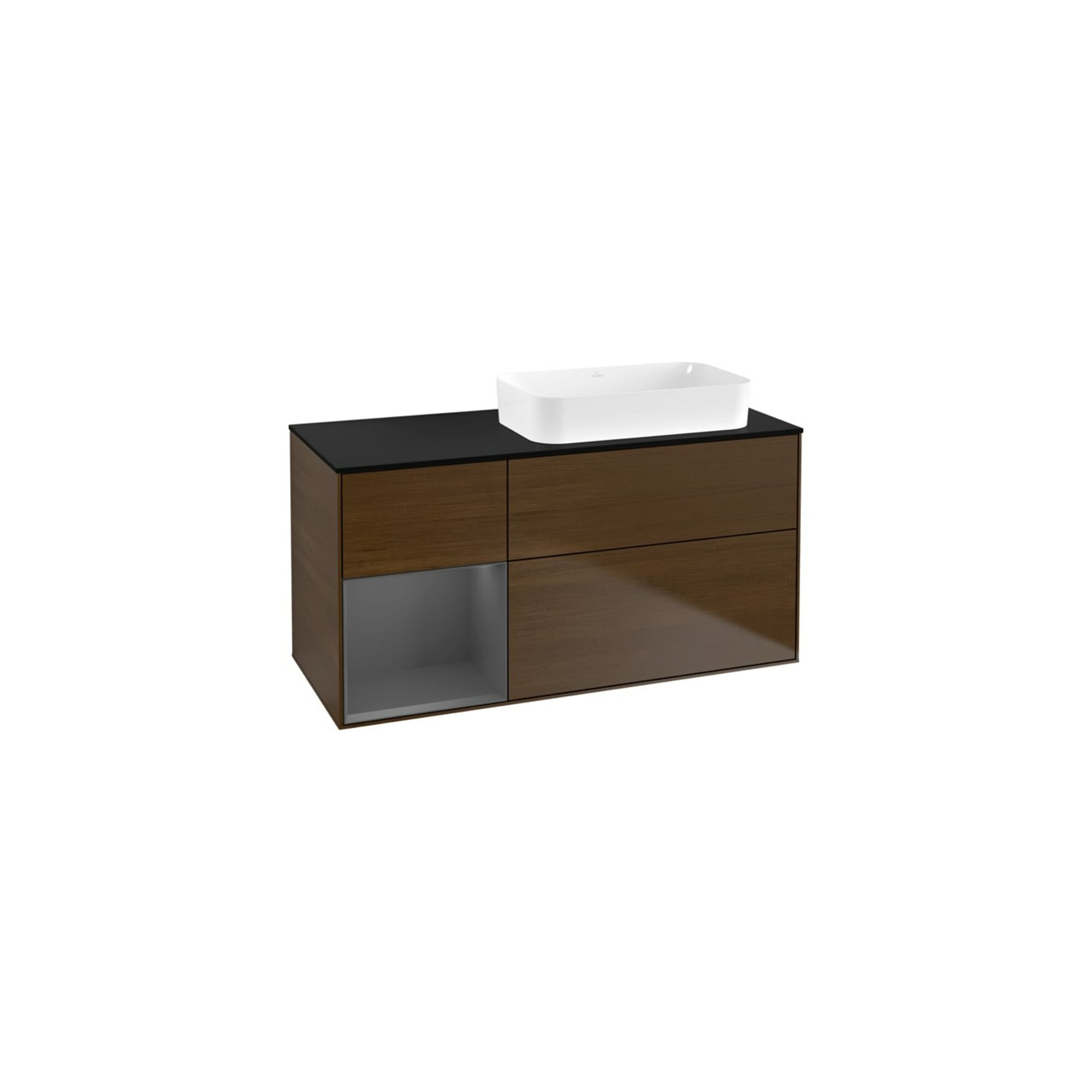V&B Waschtischunterschrank Wandbeleuchtung Finion 120x60 cm, Reg li Anthrac. m, wal veneer ; Villeroy & Boch