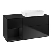 V&B Waschtischunterschrank Wandbeleuchtung Finion 120x60 cm, Reg li bla m Lac, bla m Lac